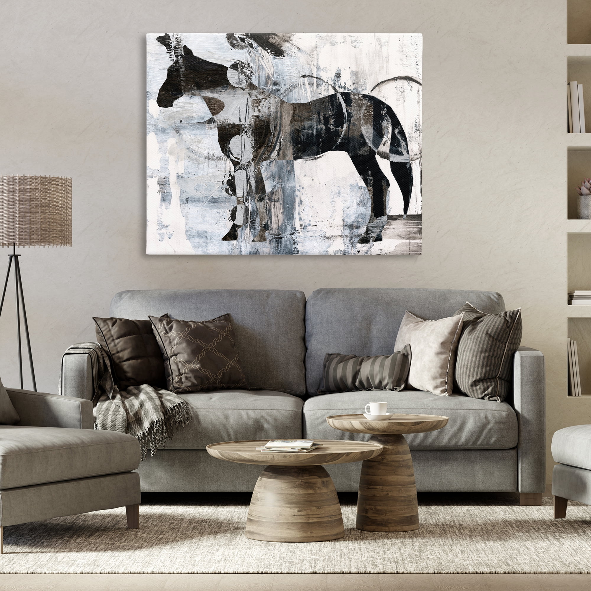 Stupell Industries Horse & Abstract Circles Animals & Insects Painting Gallery Wrapped Canvas Art Print Wall Art, 48 x 36