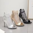 thumbnail image 2 of XIHAHA-Sandalias de malla hueca para mujer, zapatos de tacón alto con boca de pez, informales, para fiesta y baile, 2 of 5