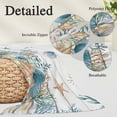 thumbnail image 3 of Teal Blue Coastal Pillow Protectors with Zipper Standard Size, Summer Beach Starfish Shell Coral Nautical Vintage Soft Brushed Microfiber Throw Pillow Covers, Pillowcase for Couch Sofa 20"x26", 3 of 9