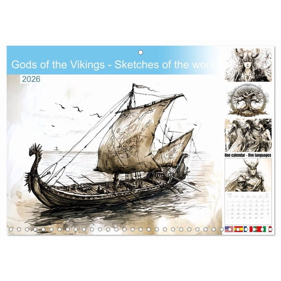 Gods of the Vikings - Sketches of the world of Norse mythology (Monthly Wall Calendar 2026 11.7 x 16.5 (open)), CALVENDO 14 Month Calendar