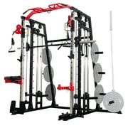 ELEVTAB Smith Machine Home Gym, 2200 lbs Power Rack Cage with with Cable Crossover, Weight Bar, 360° Landmine, Barbell Holders and Other Attachments, Total Body Strength Training Cage