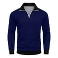 thumbnail image 6 of WTOBBY Men's Quarter Zip Collared Sweatshirt, Casual Long Sleeve Pullover with Pockets, Athletic Workwear Style Comfort,Royal Blue M, 6 of 7