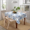 thumbnail image 3 of Spring Blue Floral Tablecloth Rectangle 60 x 104 Inch Chioniserie Flowers Table Cloth Polyester Fabric Vintage Farmhouse Table Cover for Kitchen Party Dining Picnic Decor, 3 of 5