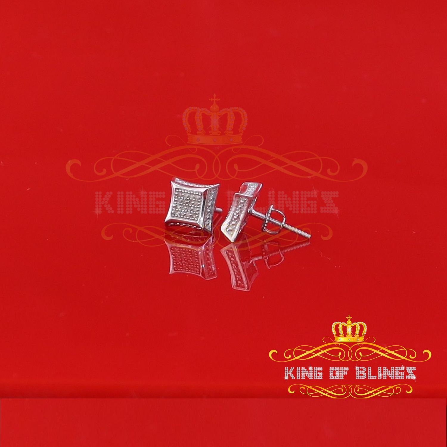 King of Bling's 925 Sterling Silver 0.10ct Diamond Small For Women's & Men's White Kite Earring