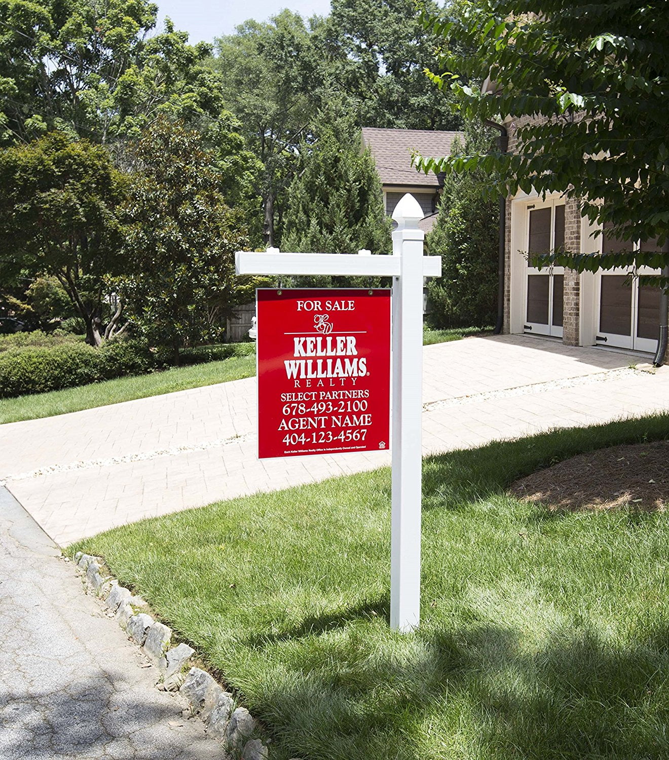 Vinyl PVC Real Estate Sign Post White 6' Tall Post White 47' Arm