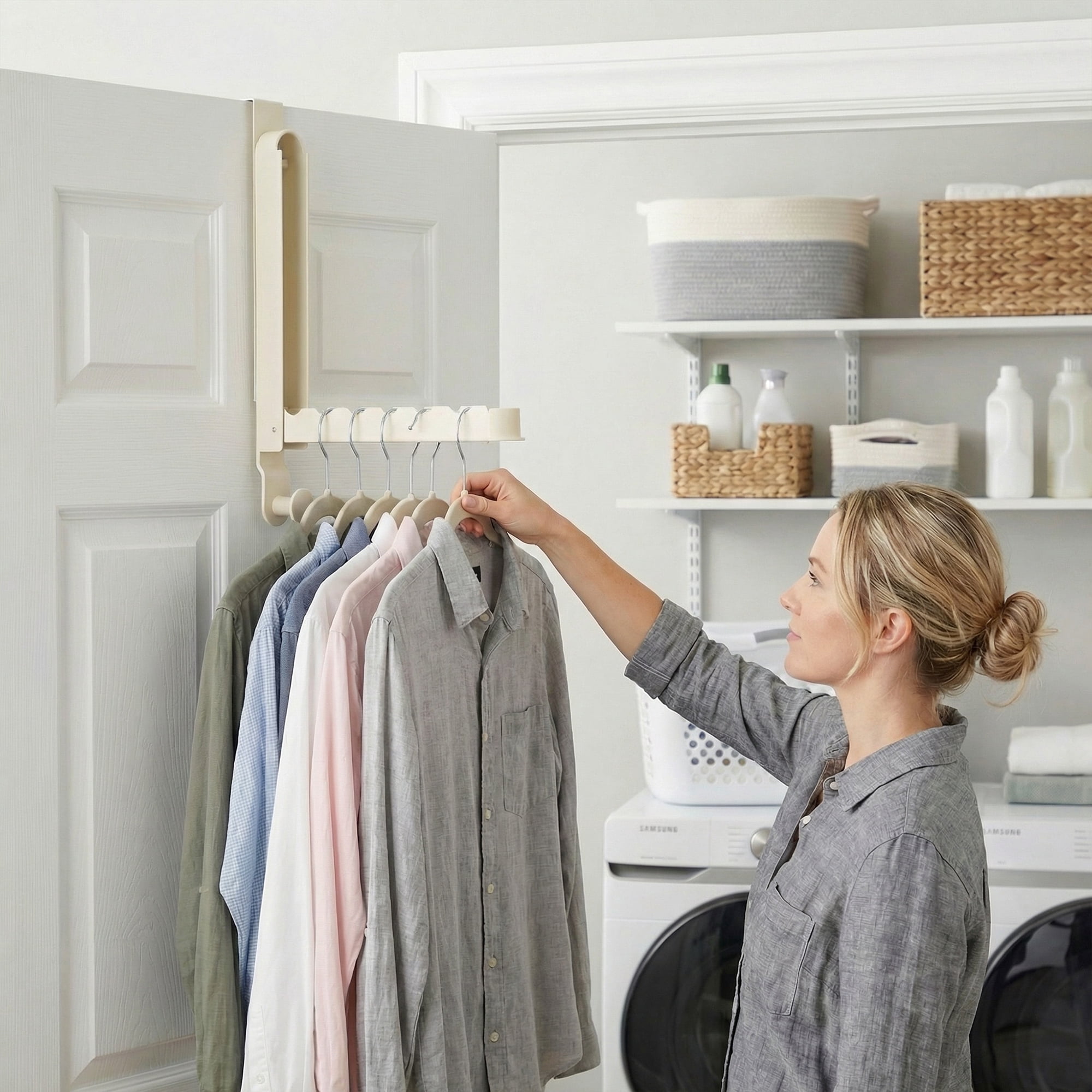 Unique Bargains Coat Rack Door Mount Plastic Hook for Entryway White 13.4"x10.6"x1.2"