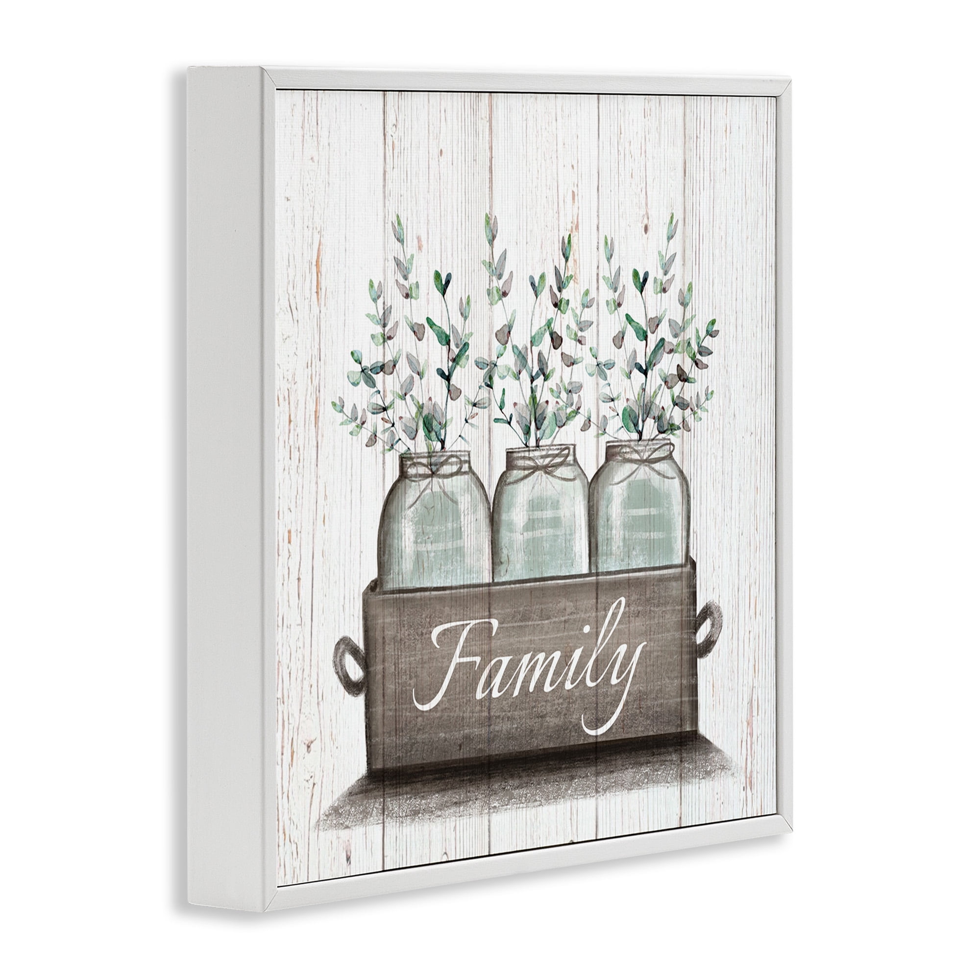 Stupell Industries Eucalyptus Foliage Jars Botanical & Floral Painting White Framed Art Print Wall Art, 12 x 12