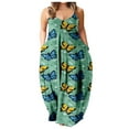 thumbnail image 1 of Robe Longue d'Été Sans Manches à Col Rond Imprimé pour Femmes Grande Taille avec Bretelles Spaghetti et Poches, 1 of 4