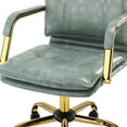 thumbnail image 6 of Modern Vegan Leather Home Office Task Chair with Tufted Mid Back  Armrest Swivel Adjustable Study Room Workstation Sage, 6 of 11