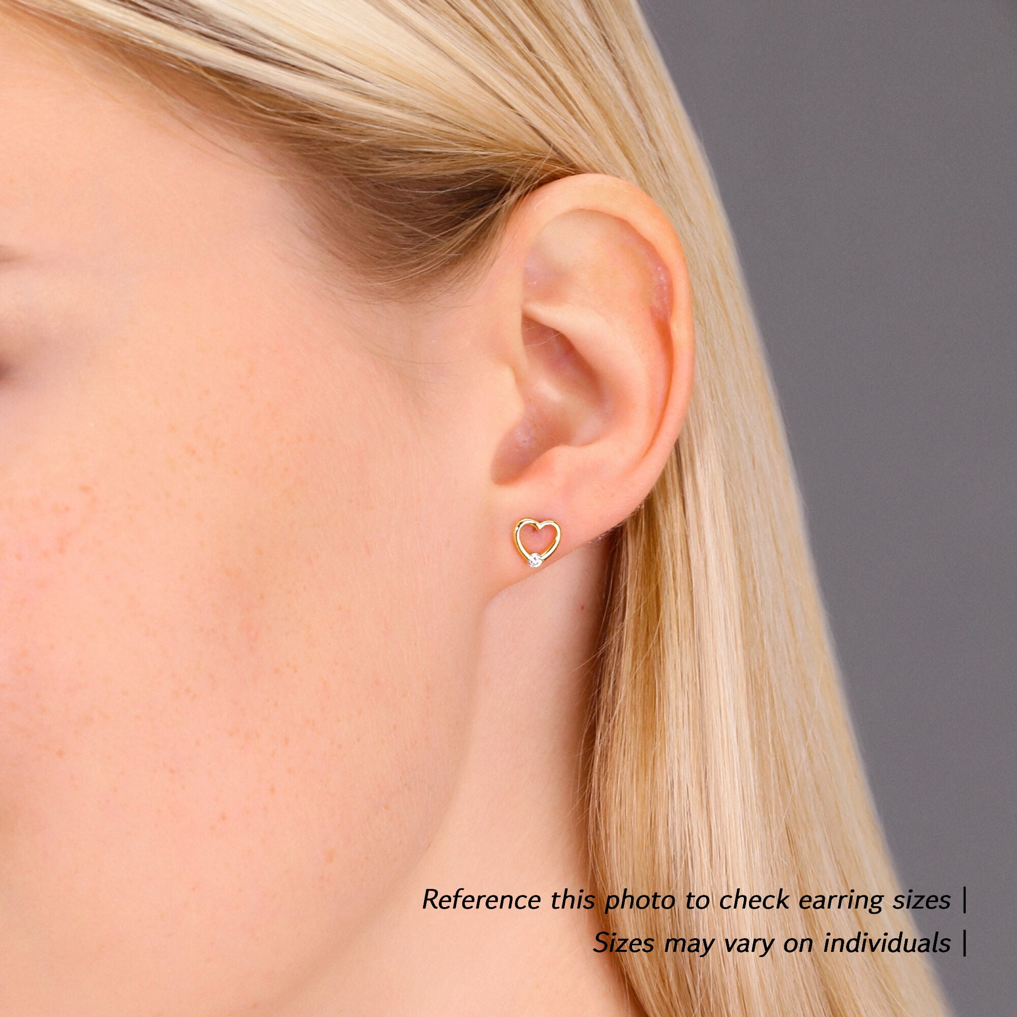 Tilo Jewelry 10K Yellow Gold Small Heart CZ Stud Post Earrings with Secure Screw-Backs | Everyday Dainty Small Earrings for Women & Unisex