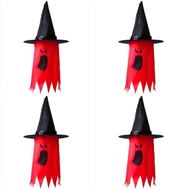 Fantasma Iluminado Con Sombreros Bruja Espeluznante Halloween () Rojo