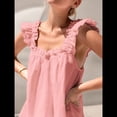 thumbnail image 4 of Conjunto de Pijama de 2 Piezas para Mujer con Volantes, Camiseta Sin Mangas y Pantalones Cortos Suaves, Pijama de Novia para Mujer. Rosa Oscuro S, 4 of 9