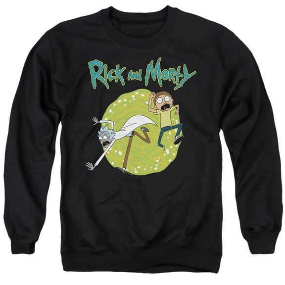 Rick And Morty Portal Unisex Adult Crewneck Sweatshirt,Black, X-Large