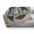 thumbnail image 3 of Mystic Soft Flannel Fleece Throw Blanket, Sun Face in a Circle Motif Esoteric Inner Power of the Cosmos Theme, Cozy Plush for Indoor and Outdoor Use, 70" x 90", Black White Cream, by Ambesonne, 3 of 6