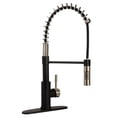 thumbnail image 1 of Dura Faucet Faucet DF-MK504SLK-MBSN Used For Kitchen; Single Piece; Streamline Coil Spring Pull-Down Handle; Matte Black/Satin Nickel; Ceramic Disc Valve, 1 of 6