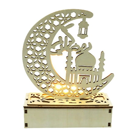 

Ramadan Night Light Lamp Decorations 3D Wooden Crafts LED Night Light for Home Party Bedroom Ornaments Gift Wall Table 4