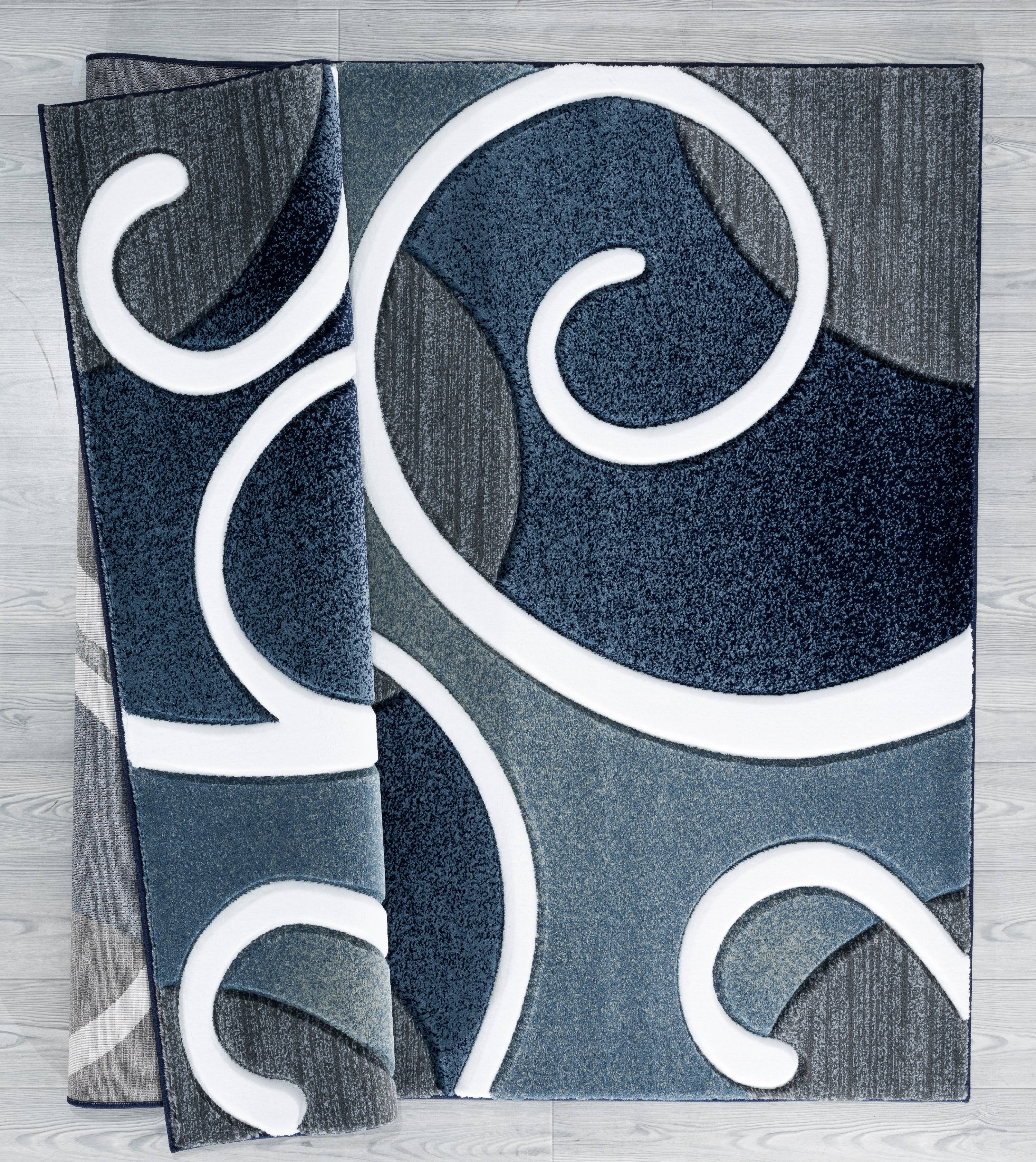 United Weavers Drachma Salona Contemporary Paisley Runner Rug, Navy, 2'7" x 7'4"