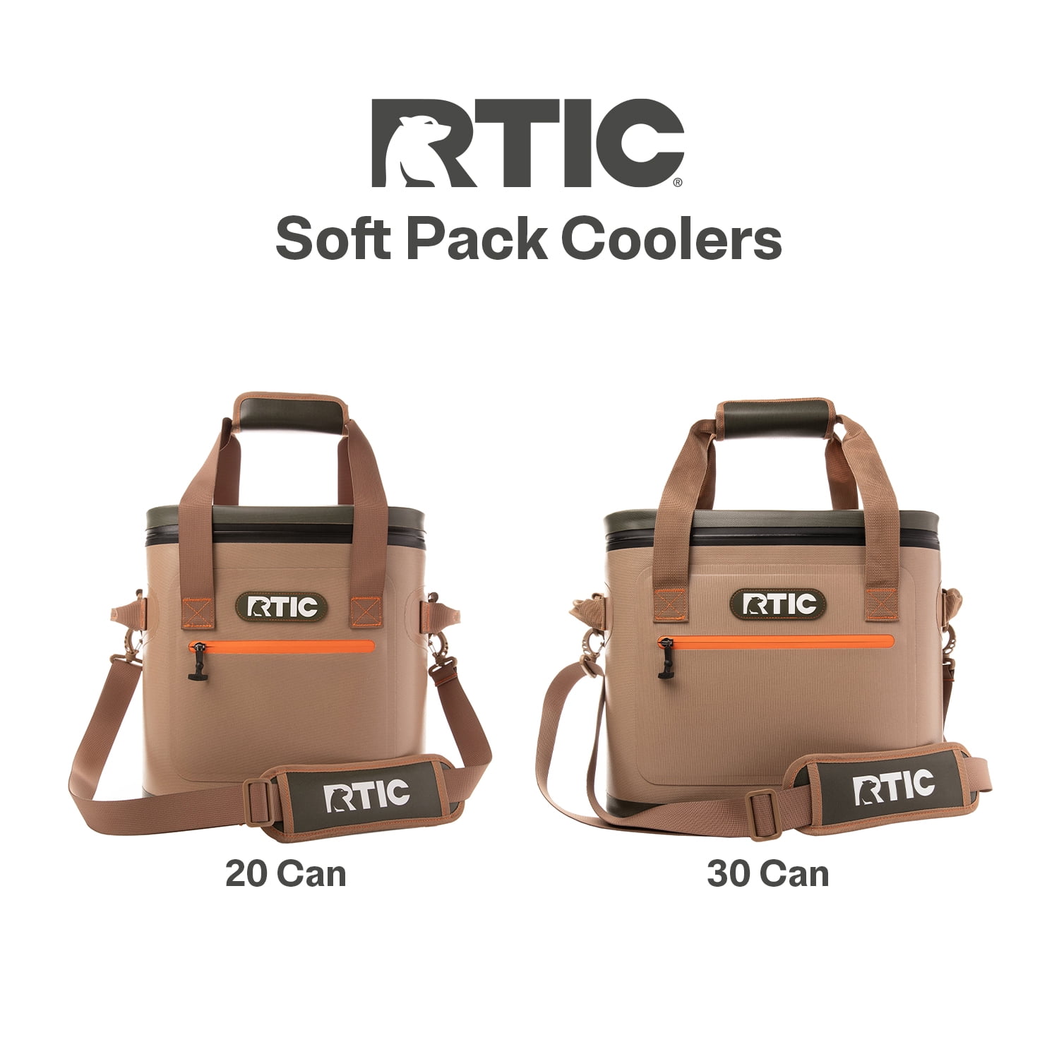 RTIC 30 Can Soft Pack Cooler, Leakproof Ice Chest Cooler with Waterproof Zipper, Tan