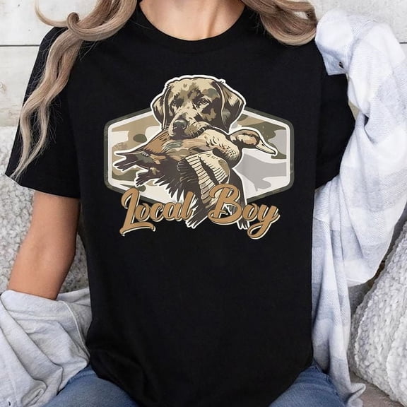 Local Boy Hunting Dog Camo Southern Country Pride Vintage T-Shirt Unisex, Sizes S-5XL, Tbun