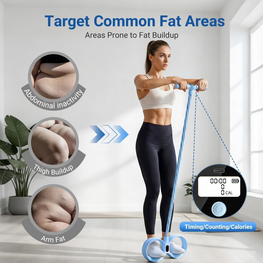 Smart Foot Pedal Puller with Counter, 6 Tube Pedal Puller Resistance Band with Handles, Home Gym Arm and Waist Training Pedal Band, for Full Body Stretching & Yoga