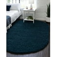 thumbnail image 1 of Unique Loom Solo Solid Shag Collection Area Modern Plush Rug Lush & Soft, 5' 0 x 8' 0 Oval, Navy Blue, 1 of 2