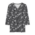 thumbnail image 4 of Charella Plus Size Tops for Women 3/4 Sleeve V Neck Button Floral Shirts Business Dressy Blouses Loose Tees (4XL, Multicolor 3), 4 of 4