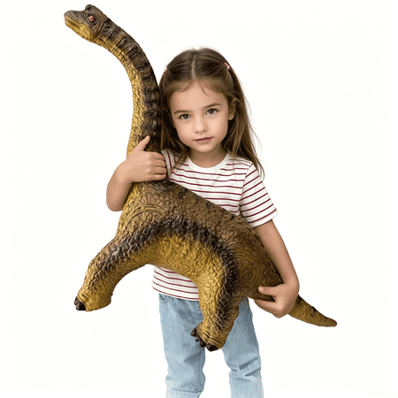 32 Inch Large Inflatable Brachiosaurus, Soft Jumbo Dinosaur Figure for Kids 3-18, Party Decor & Birthday Gift for Boys Girls(Brown)