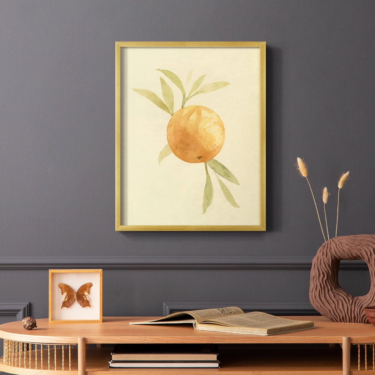 Dappled Oranges I Framed Print in Gold Solid Wood Framed Print No Nail Hanging