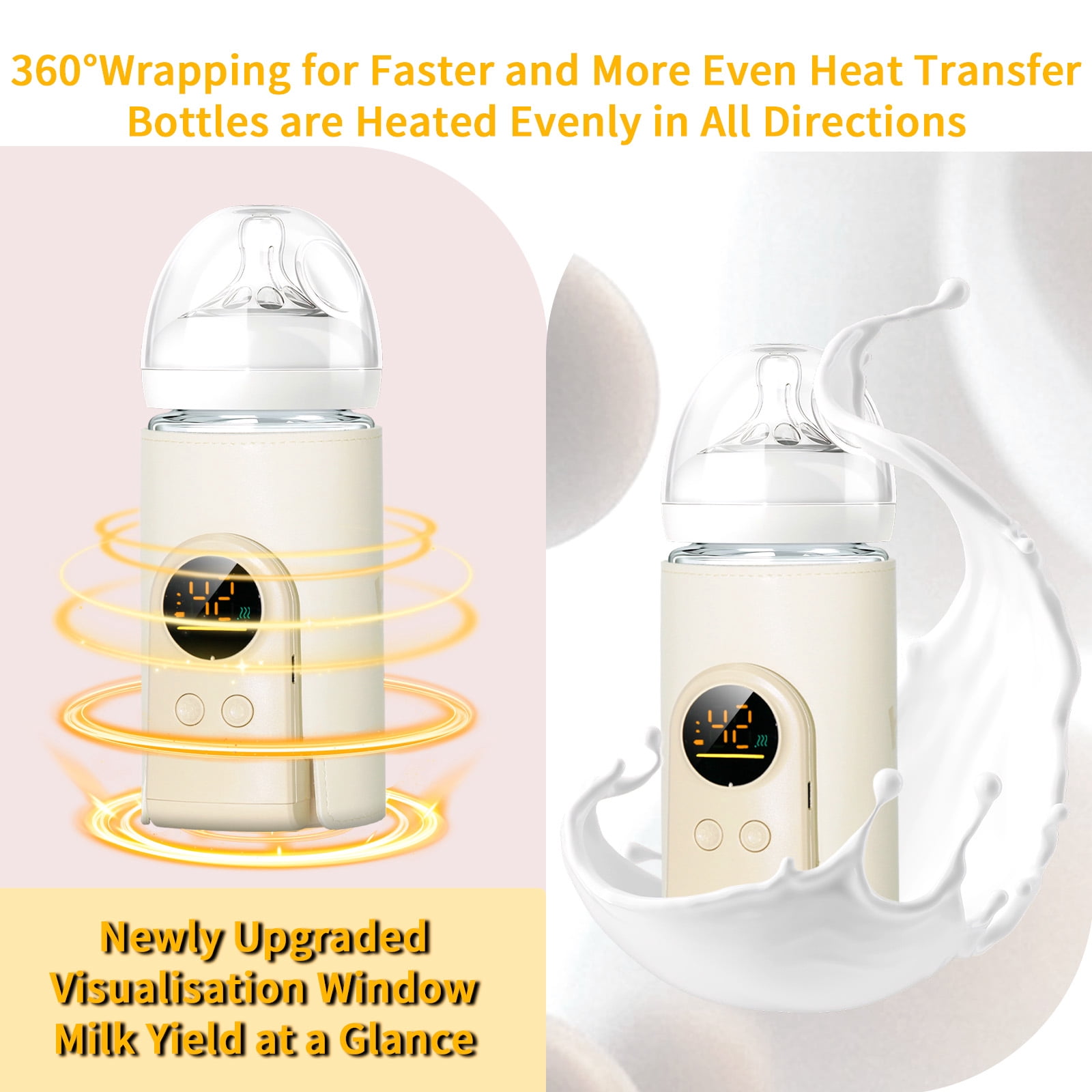 YESGIRL Upgrade Portable Bottle Warmer for Travel,6 Temp Milk Warmer with Smart Temperature Control & Night Light,Rapid Warming,Long-Lasting Warming up to 5-8H,for Breast Milk,6000mAh