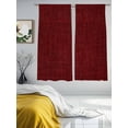 thumbnail image 4 of Vintage Dark Red Semi Sheer Window Curtains 63 Inches Long, Farmhouse Retro Solid Color Linen Texture Rod Pocket Voile Silky Chiffon Curtain Light Filtering Drapes for Living Room, 52"x63", 2 Panels, 4 of 9