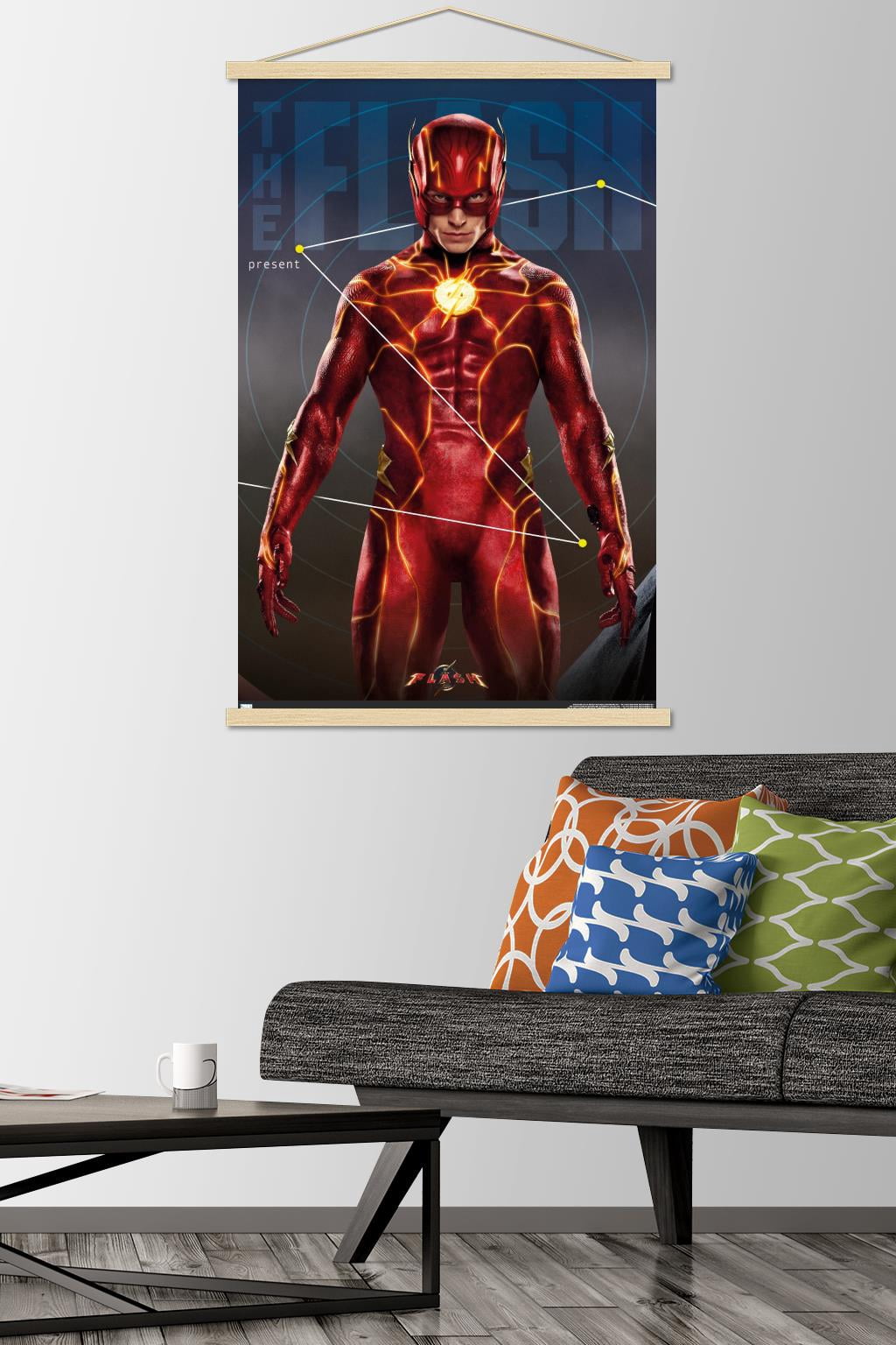 DC Comics Movie The Flash - The Flash Triptych Wall Poster with Magnetic Frame, 22.375" x 34"