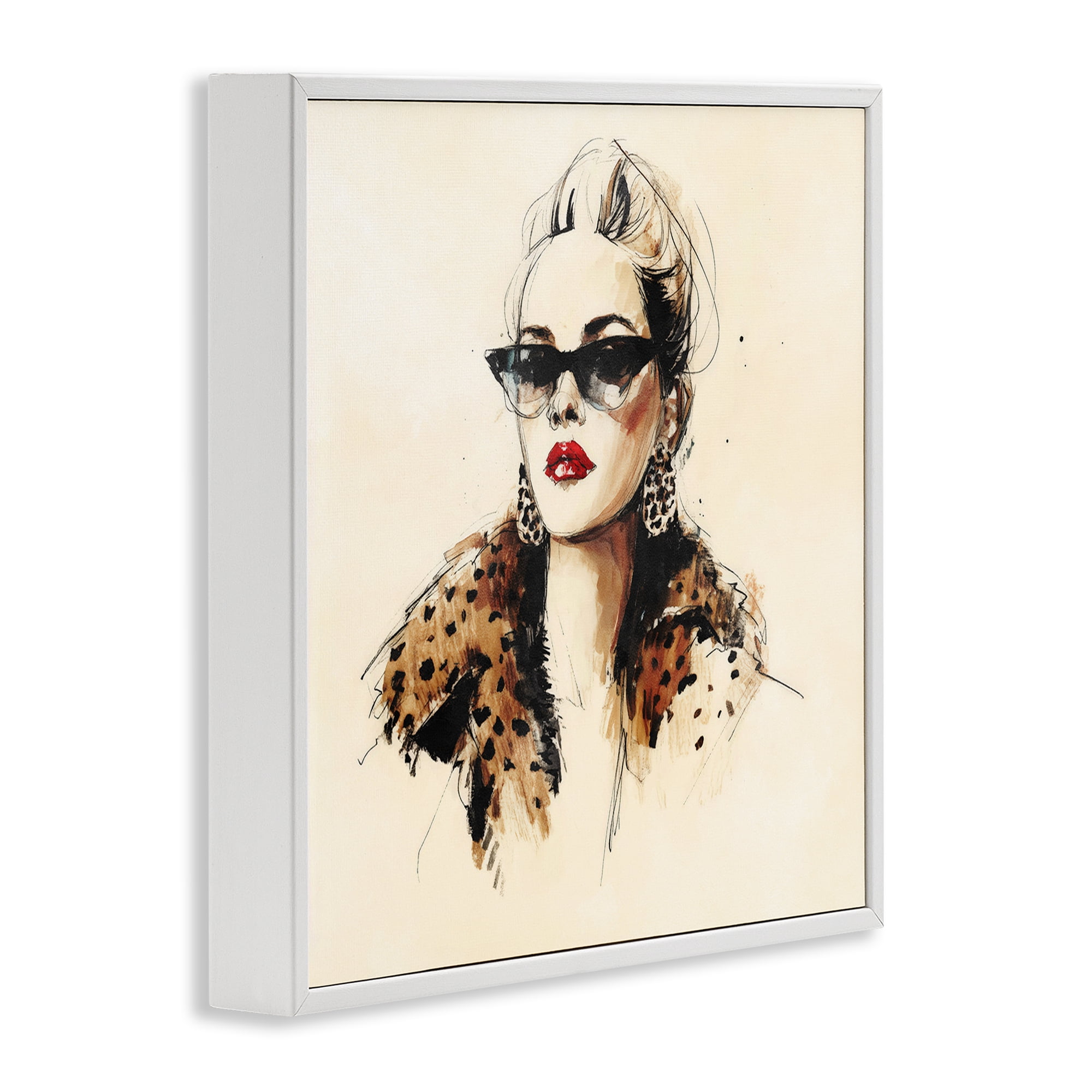 Stupell Industries Glam Leopard Sonata Portrait White Framed Giclee Art, design by Svetlana Aleynikova