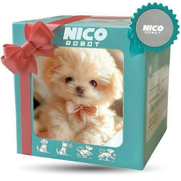 Nico Robot Dog, My Realistic Robot Puppy, Interactive Plush Toy That Acts Like a Real Puppy, Kids GiftWhite