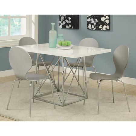 Monarch Kingsville White 5 Piece Modern Dining Set With Grey Monarch Kingsville White 5 Piece Modern Dining Set With Grey Bentwood Stools