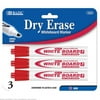 BAZIC Red Chisel Tip Dry-Erase Markers (3/Pack)