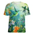 thumbnail image 5 of Flower Hummingbird Women's Short Sleeve Tops Casual Blouses T Shirt, 5 of 6