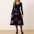thumbnail image 2 of Valentines Day Dresses Scalloped Neck Fit and Flare Dress with Heart Print Waist Vintage Style Dress for Women Black L, 2 of 5
