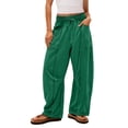 thumbnail image 2 of ADSSDQ Womens Barrel Pants Drawstring Wide Leg Sweatpants Baggy Summer Lounge Pants Casual Trendy Beach Trousers with Pockets Green M, 2 of 7