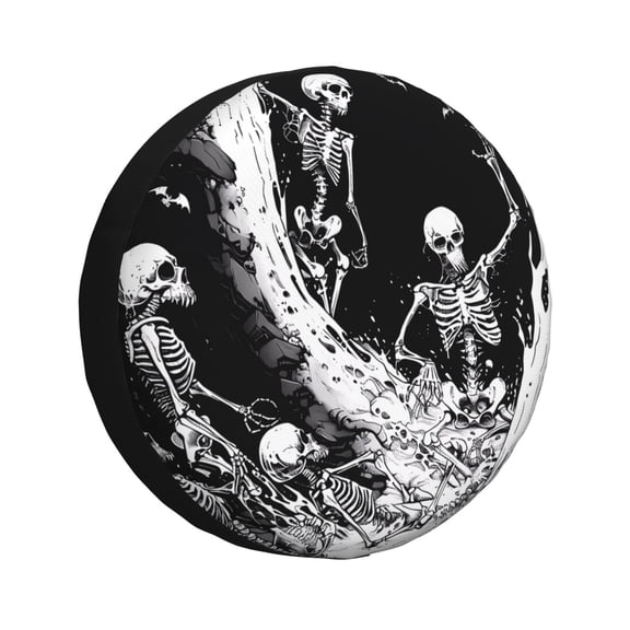 Honeii Skeleton Wave Artwork Print Tire Covers, Waterproof Anti-UV Sun Snow Rain Tire Covers for Trailers, RV, Camper, SUV, Truck-14 inch