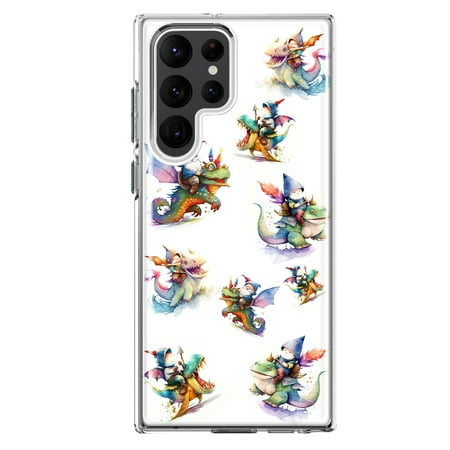 MUNDAZE Samsung Galaxy S22 Ultra Shockproof Clear Hybrid Protective Phone Case Cute Fairy Cartoon Gnomes Dragons Monsters Cover