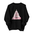 thumbnail image 4 of Guzom Womens Christmas Sweatshirt with Pink Tree & Gift Graphic - 100% Polyester, Relaxed Fit, Black, XS-XL,Size XL, 4 of 5