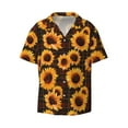 thumbnail image 2 of Lsque Red Black Plaid Sunflower print Men's Cuban Collar Short Sleeve Shirt Summer Beachwear Casual Button Down Fashionable Vacation Leisure Shirt-X-Large, 2 of 7