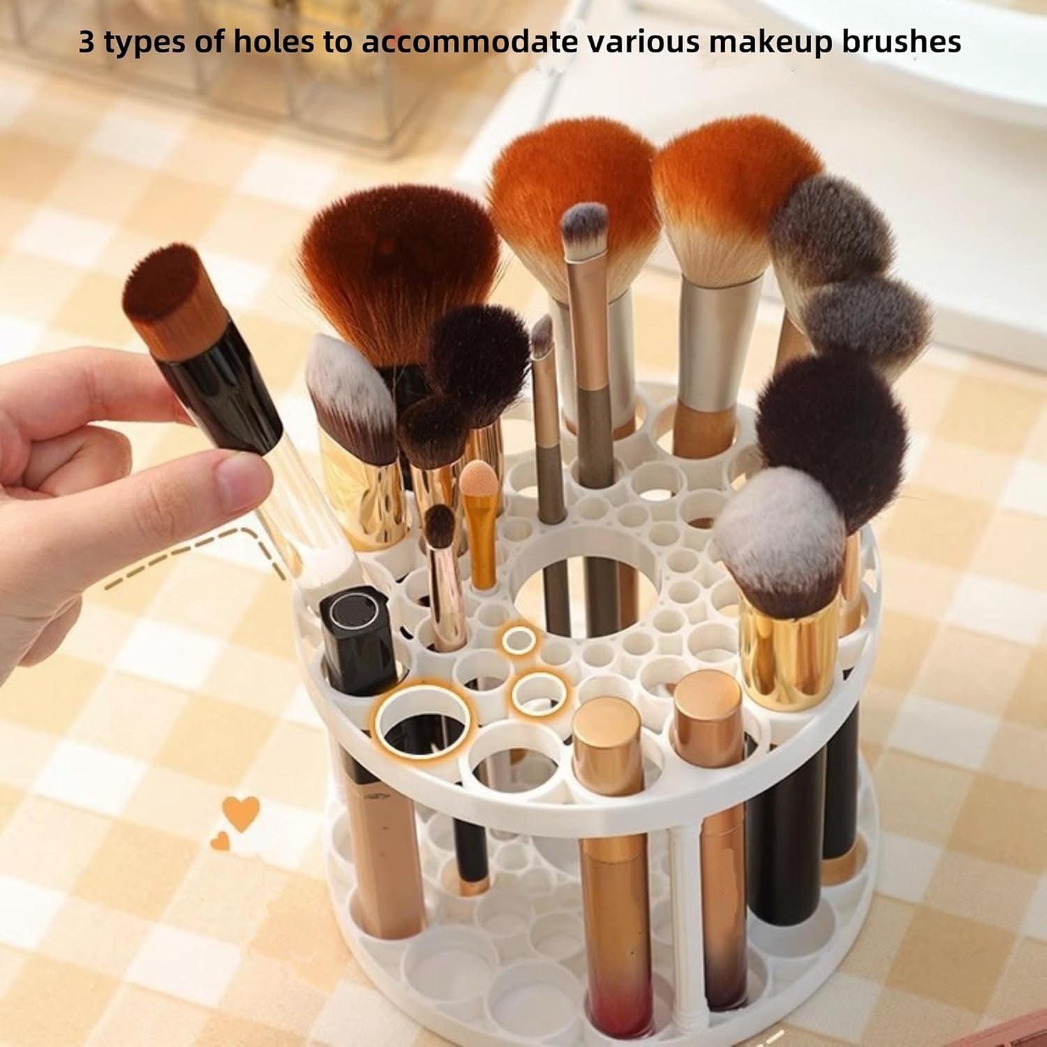 4 PCS 45 Hole Paint Brush Holder, Makeup Storage, Desk Organizer for Colored Pencils, Markers (Beige)
