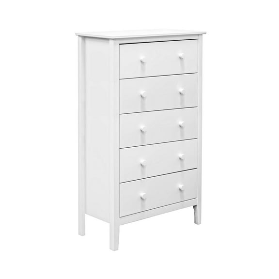 Adeptus Solid Wood Easy Pieces 5 Drawer Chest of Drawers - White
