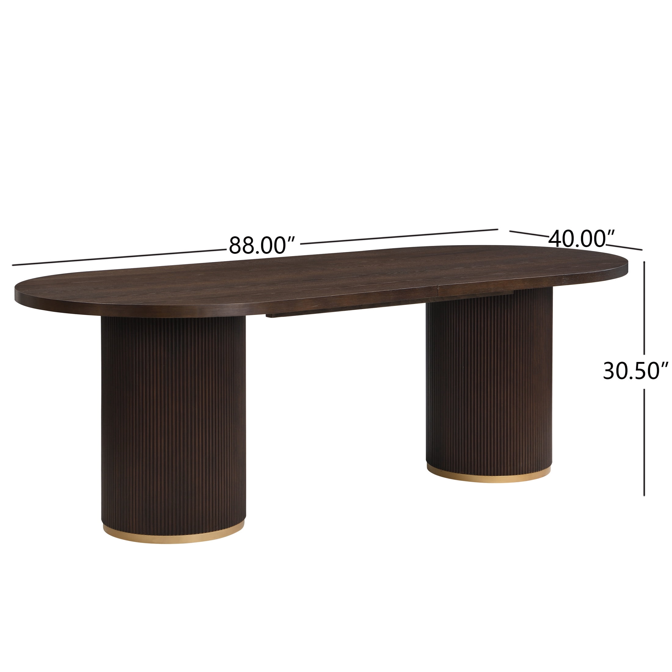 Christopher Knight Home 88" Modern Oval Dining Table with Fluted Double Cylinder Base, Espresso