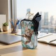 thumbnail image 7 of SEANATIVE Soft Neoprene Zipper Eyeglasses Pouch with Double Compartment Glasses Case Water-Resistant Lightweight Portable Eyewear Holder Bag for Women Men Travel, Cat Marble Green Gold, 7 of 7