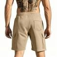 thumbnail image 4 of Men's Breathable Mesh Lined Shorts, Summer Running Shorts with Quick-Dry Tech & Multi-Pocket Design ,Khaki 2XL, 4 of 4