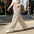 thumbnail image 4 of ClodeEU Women's Drawstring Elastic High Waist Wide Leg Corduroy Pants,Solid Color Loose Casual Trousers With Pockets ,Women's Plus XXL, 4 of 7