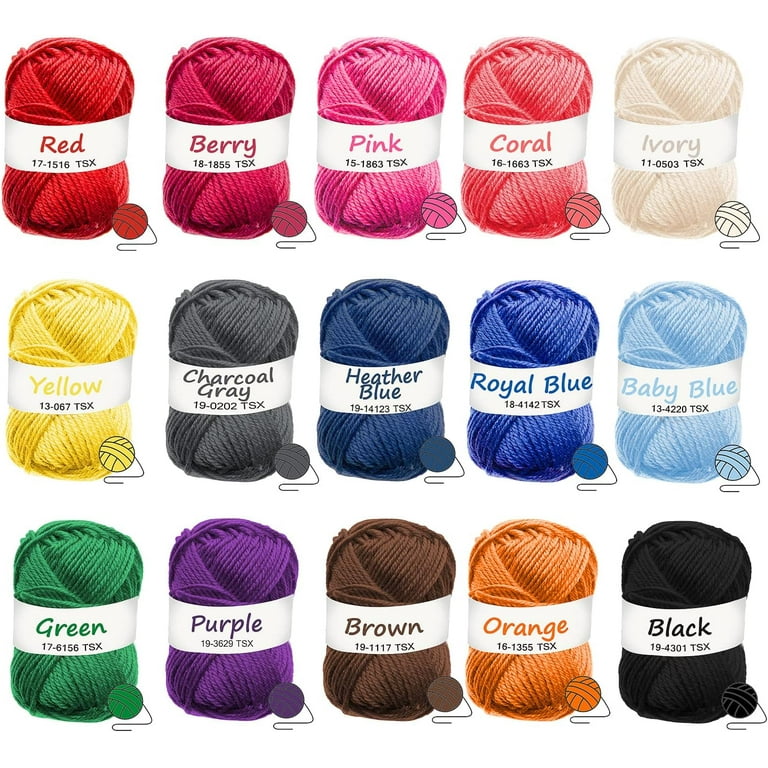 y.a.r.n ハット CraftBud Crochet Yarn Set 24 pcs Multi-Colored Acrylic 2400 Yards