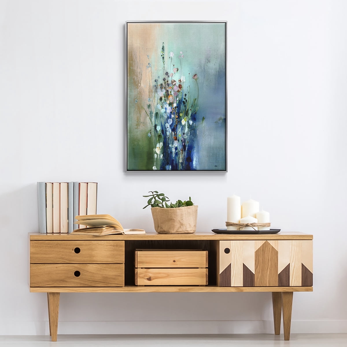 Current Air II Framed Premium Gallery Wrapped Canvas - Ready to Hang - 25 x 37 - Silver Floating Frame